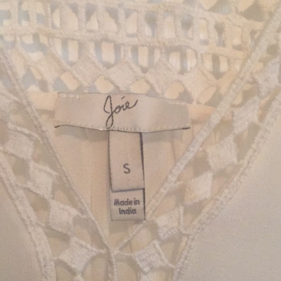 Joie silk blouse with lace inserts, Porcelain SZ S - Picture 2 of 8